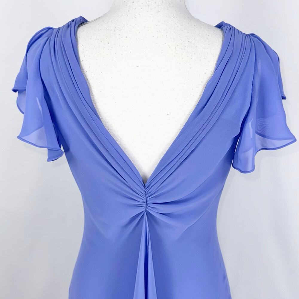 S.L. Fashions Vintage 90s Whimsy Drape Ruffle Slip Dress Women's 8 Blue - Picture 9 of 16